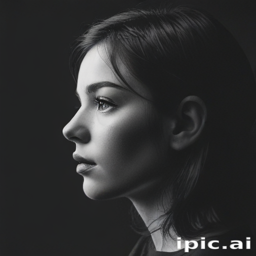 A Captivating Black and White Profile Portrait of a Young Woman.