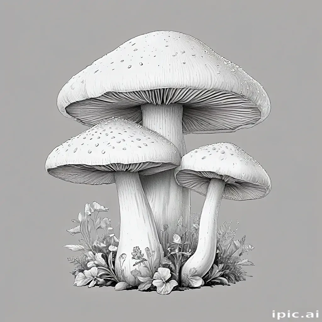 mushroom clip art black and white