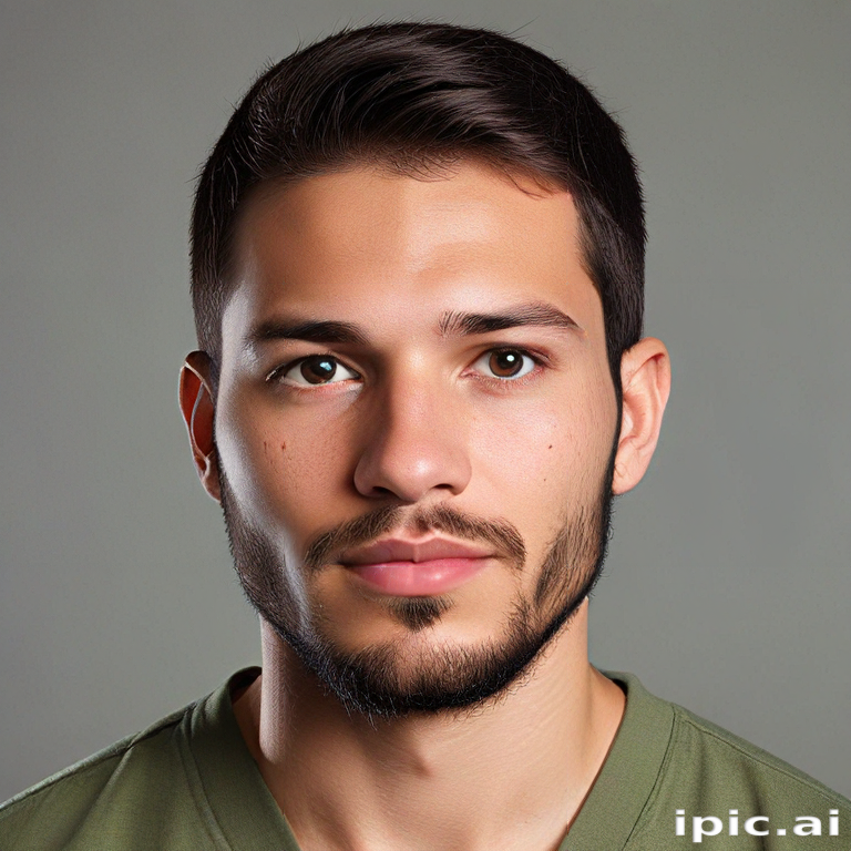 Portrait of a Young Man with Short Hair and Strong Facial Features