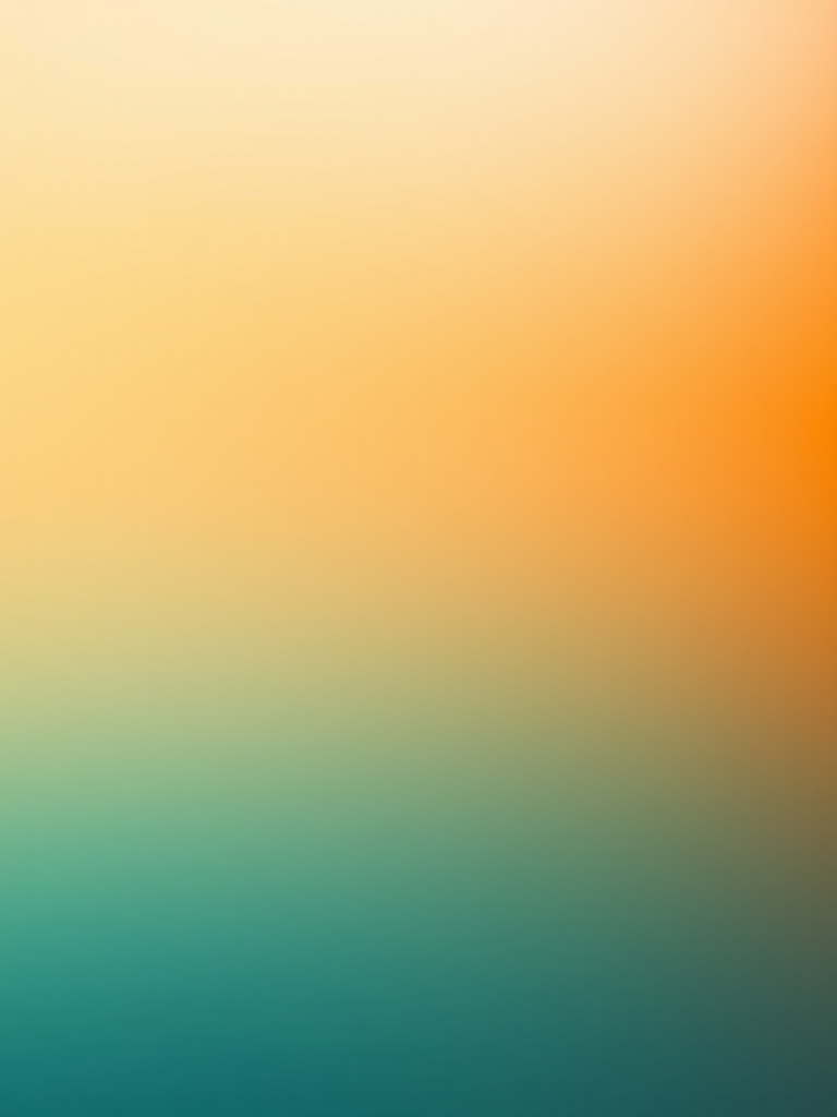 Create a smooth gradient image transitioning from orange to teal, using a Canon EOS R5 with a 50mm f/1.8 lens, aperture set to f/4, ISO 100, shot in portrait mode, with soft lighting to enhance vibrancy and detail.