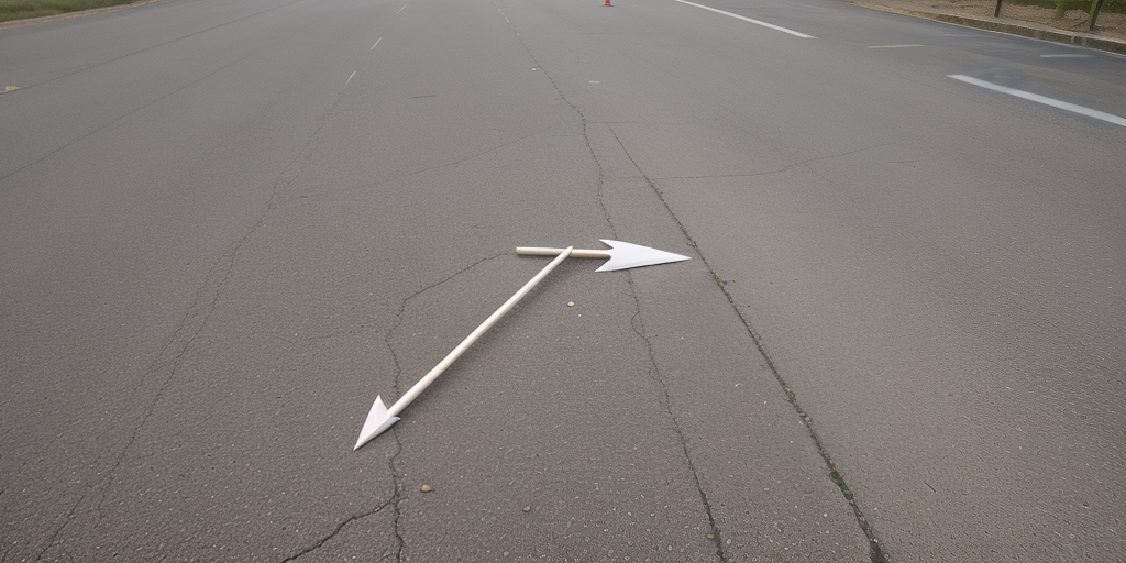 Wooden Arrows Indicate Direction on a Quiet, Empty Road Surface
