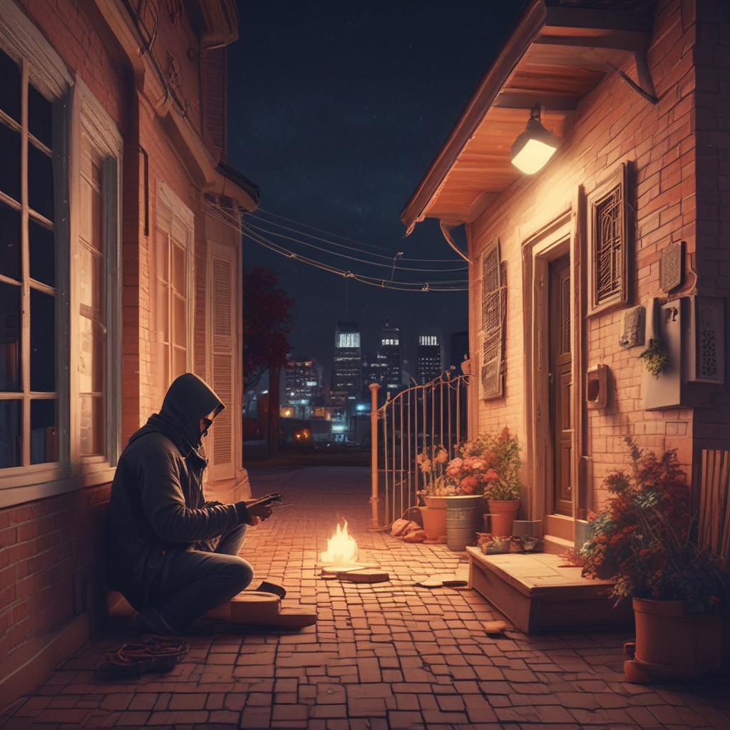 robbery happening in a house at night