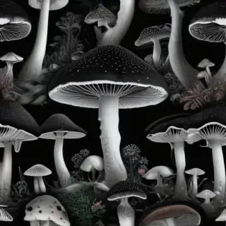 mushroom black and white