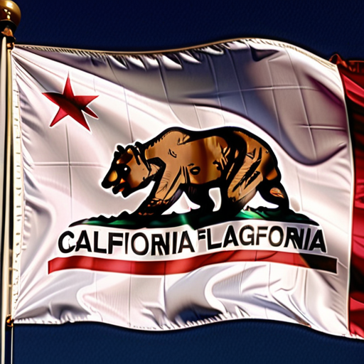 California State Flag Featuring Iconic Grizzly Bear and Red Star Symbol