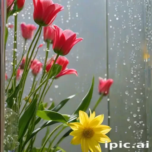 flowers behind glass wallpaper