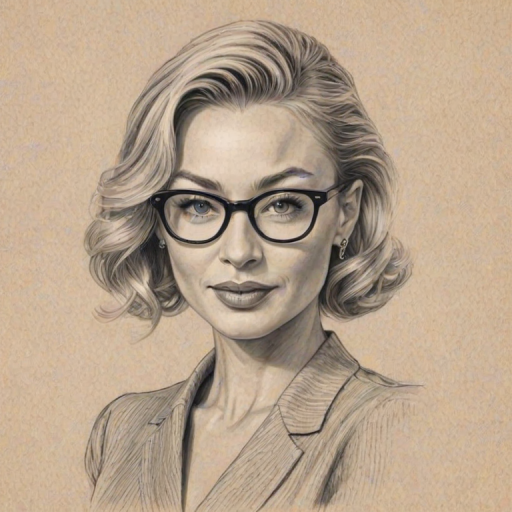 Dazzling Portia de Rossi, pencil sketch, portrait of Delightful woman 1945s in glasses, hair style beatnik, outline, clear lines, fine lines, 8k