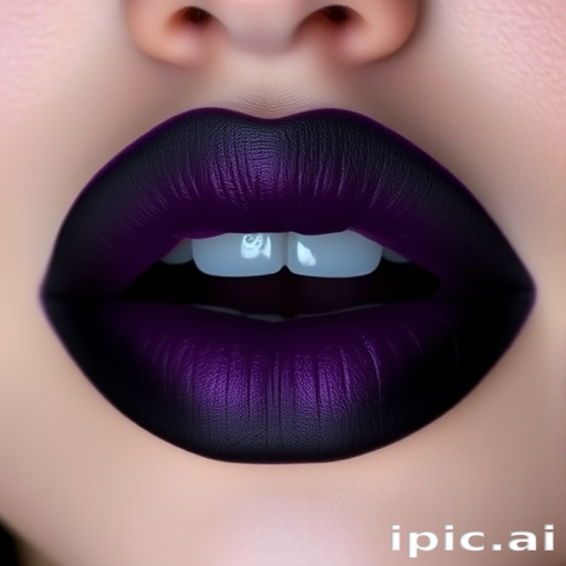 Ombre lips fading from deep purple to black, named "Midnight Mystic," showcase a mysterious, gothic-inspired gradient and velvety matte finish