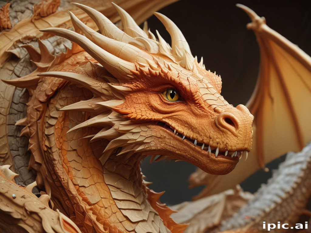 Intricate Close-Up of a Majestic Dragon Sculpture Showcasing Detailed ...