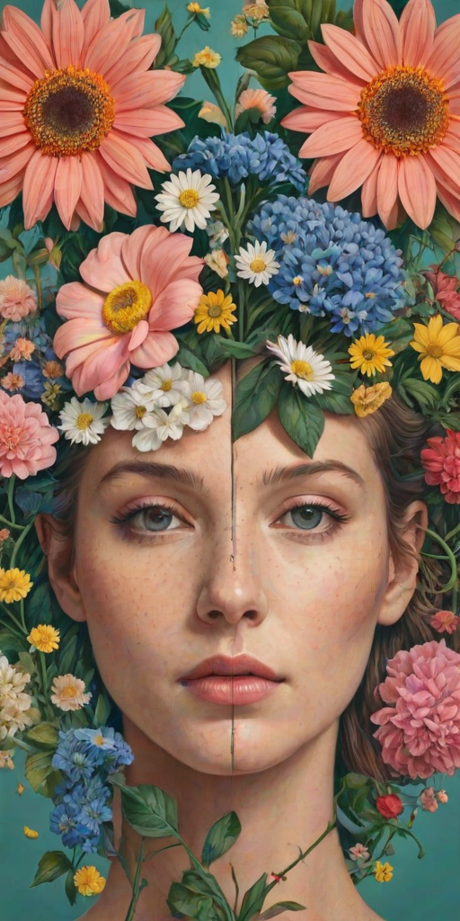 half brain half flowers