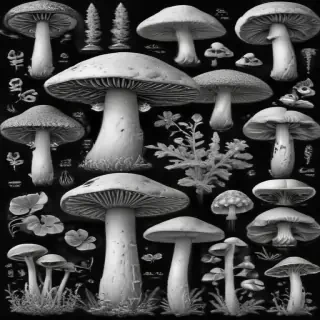 mushroom clipart black and white