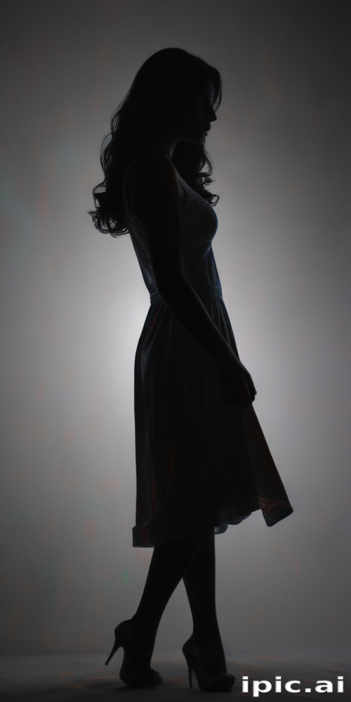 Elegant Silhouette of a Woman in a Flowing Dress Against a Soft Background