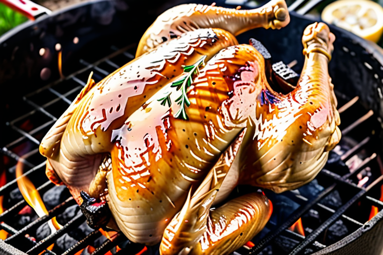 grill a whole chicken on charcoal