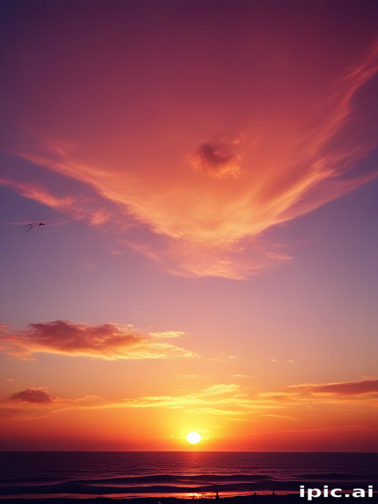 Stunning Sunset Over the Ocean with Vibrant Colors and Dramatic Clouds