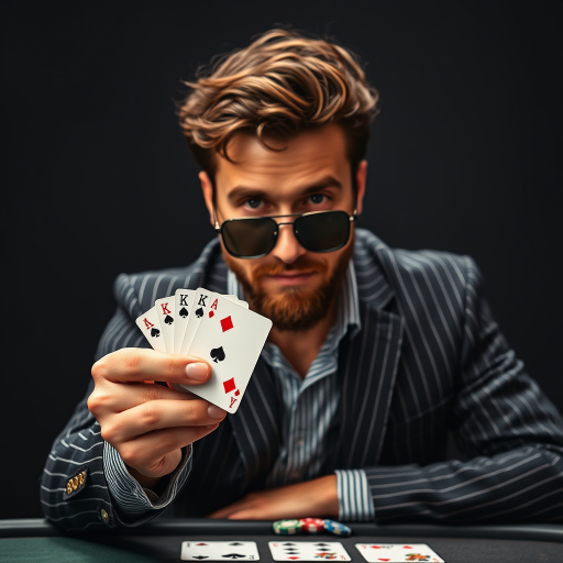 detailed edges, detailed image, perfection style, A detailed and A perfect photo of a man with sunglasses and trowing a pair of cards in his hand at camera in a poker game, hand focus, cinematic hand, best hand, better hand, awesome hand, different hand, solo, looking at viewer, brown hair, shirt, 1boy, upper body, male focus, striped, facial hair, table, sunglasses, black background, beard, curly hair, card, playing card, afro, mahjong, poker chip, mahjong tile, pinstripe suit, perfection, different color, perfect color, realistic, realism, detailed background, perfect background, different background, perfect style, perfection style, detailed style, black hair, striped clothes, black shirt, striped shirt, pinstripe pattern