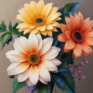 drawings of flowers with color