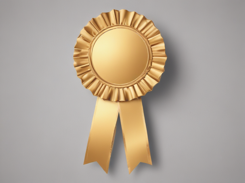 A Shiny Gold Award Ribbon Symbolizing Achievement and Recognition in ...