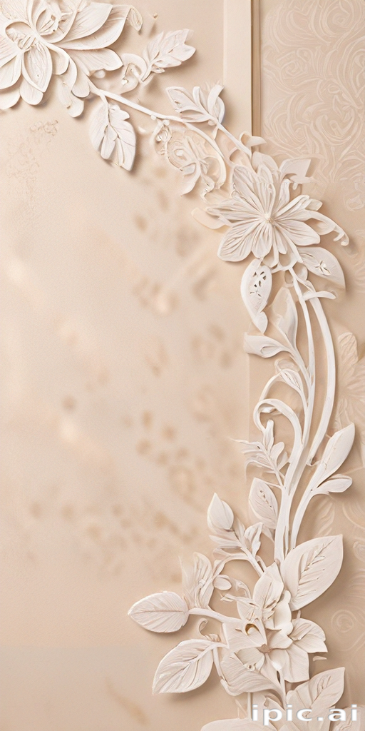Delicate White Floral Design Adorning a Soft Beige Background