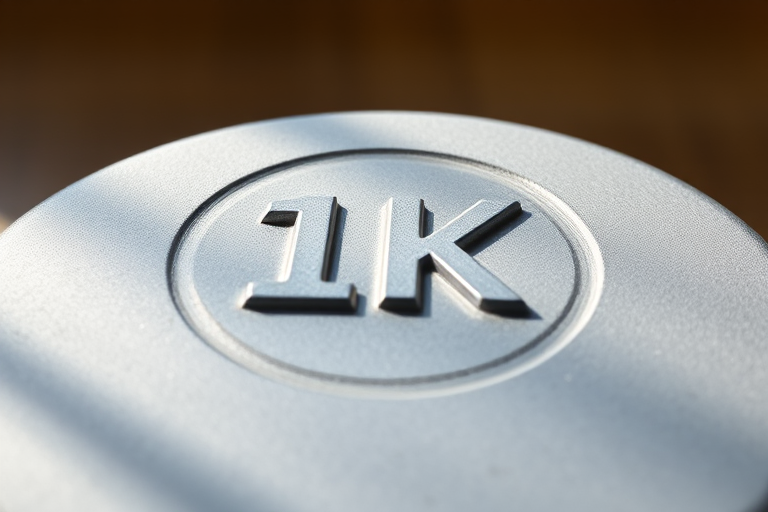 illustration of a 1k weight with a smooth, detailed texture, using a Canon EOS R6 camera at f/8 aperture, ISO 400, 50mm lens, natural lighting from above, focused on the weight's surface to emphasize detail and shadow contrasts.
