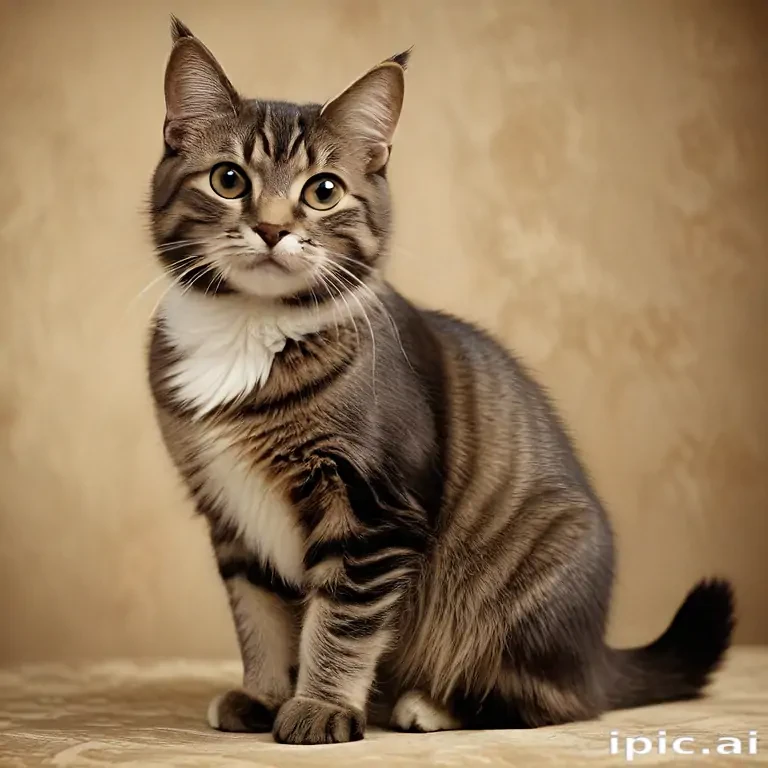 Adorable Tabby Cat with Striking Eyes Poses Elegantly Against a Soft ...