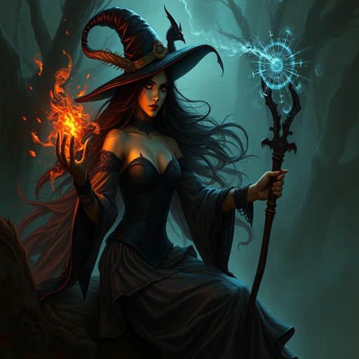 beautiful dark witch fantasy art