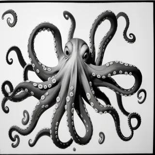 octopus black and white