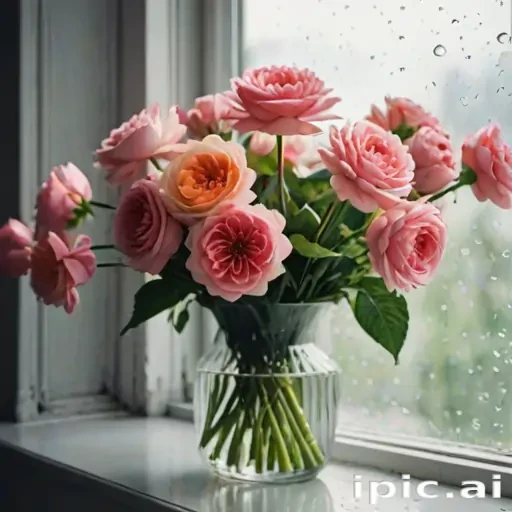 flowers behind glass wallpaper