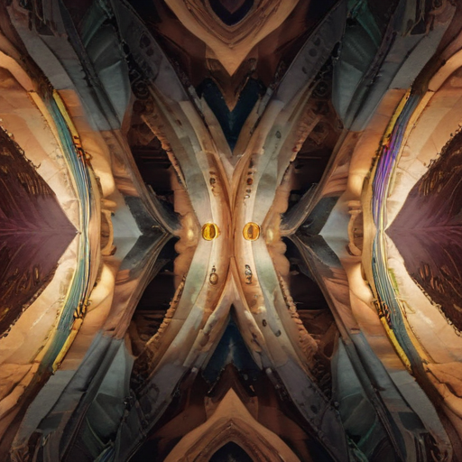 Intricate Symmetry of Architectural Details in a Vibrant Interior Space