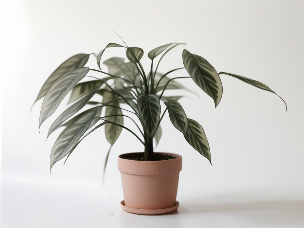 A Beautiful Potted Plant with Lush Green Leaves in a Simple Pot