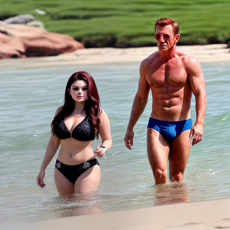 ariel winter and james bond on the beach