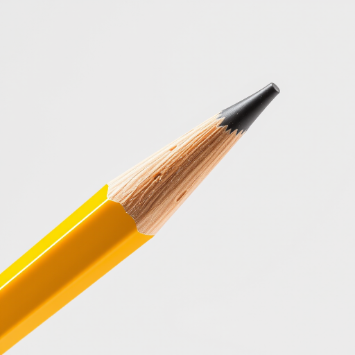 Create a high-resolution vector illustration of a yellow pencil with a realistic 3D effect, using a macro lens, f/2.8 aperture, 50mm focal length, natural lighting, and a soft-focus background.