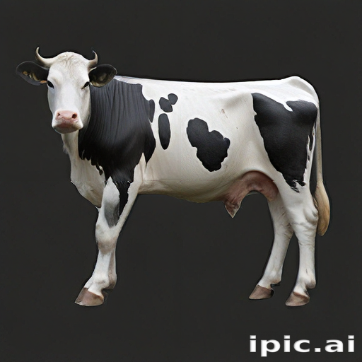 A Realistic Illustration of a Holstein Cow on a Dark Background.