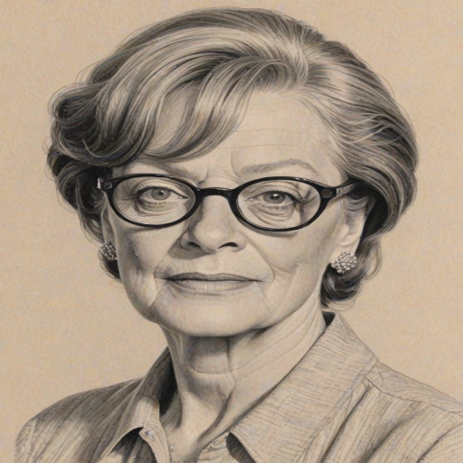 Radiant Maggie Smith, pencil sketch, portrait of Delightful woman 1952s in glasses, hair style beatnik, outline, clear lines, fine lines, 8k