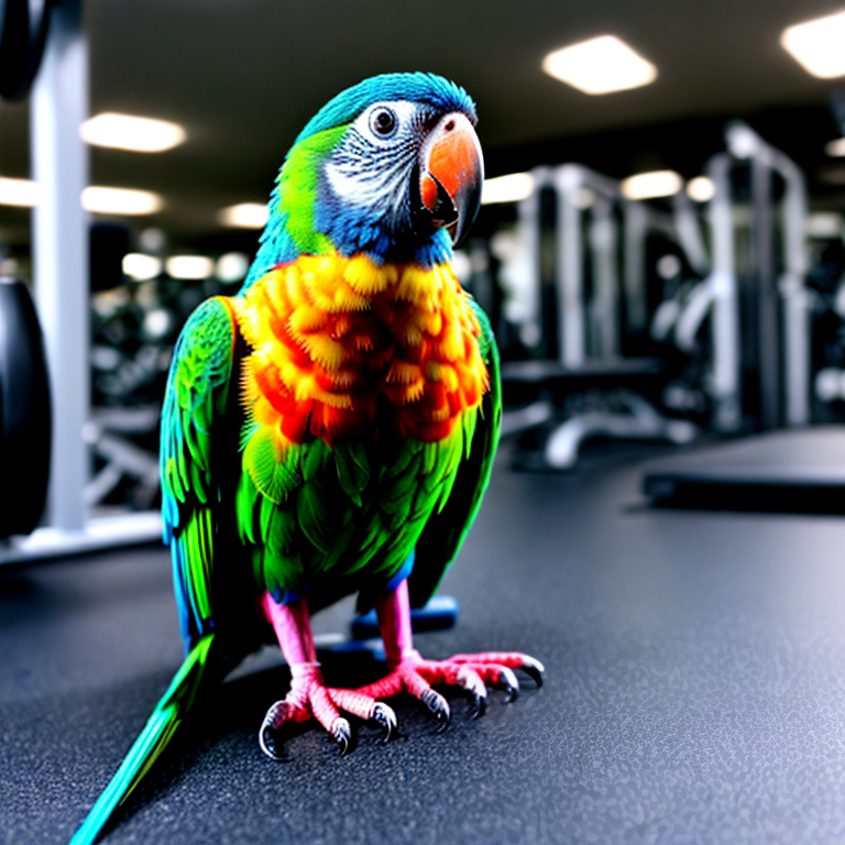 parrot in the gym