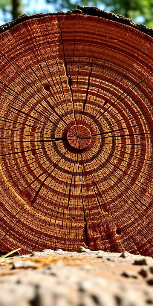 Create a high-resolution digital illustration of a wooden log with detailed wood grain patterns, using a 50mm lens, f/2.8 aperture, ISO 100, shot in natural light from a low angle view, with a DSLR camera style.