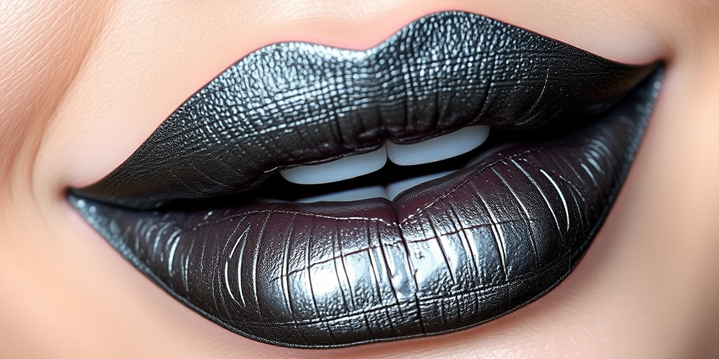 Edgy "Gunmetal Grunge" metallic liquid lipstick creates a bold, industrial-inspired look with its long-wearing formula and intense silvery-gray pigment