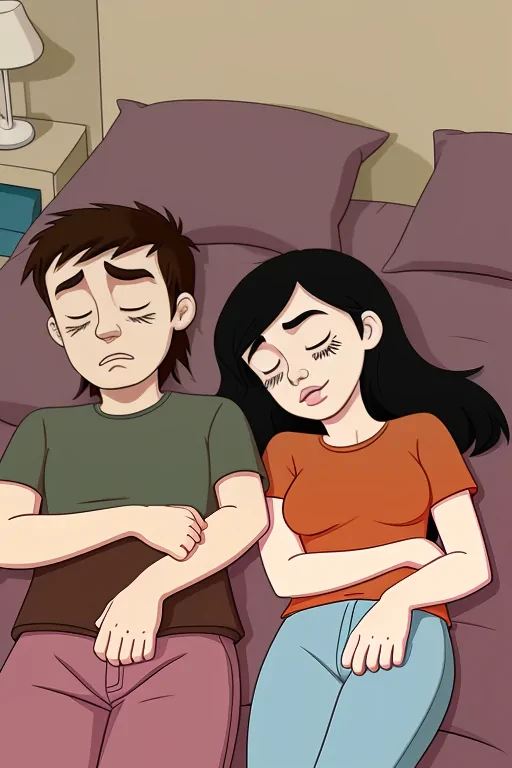 cartoon people sleeping