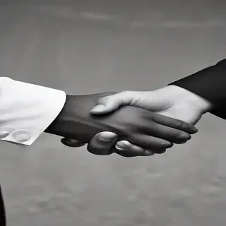 handshake black and white