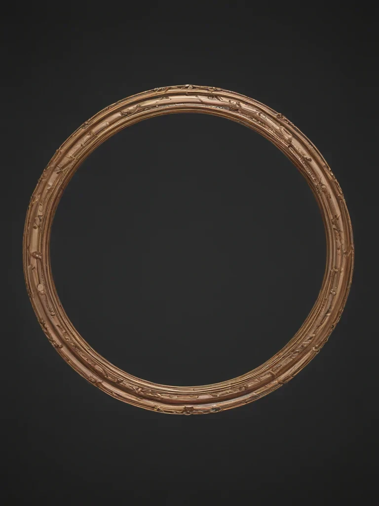 Elegant Circular Frame with Intricate Detailing Against a Dark Background