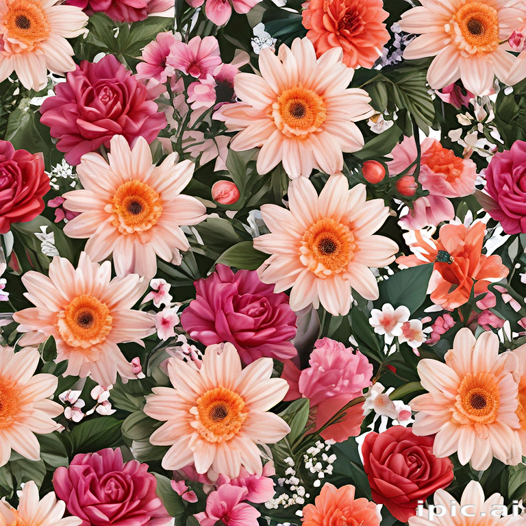 Vibrant Floral Arrangement Featuring Various Colorful Flowers and Lush ...