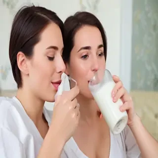 lesbians drinking milk