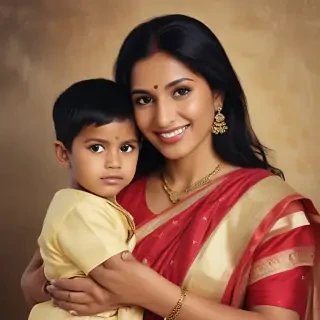 mom and son indian