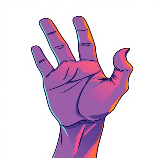 Create a high-resolution digital illustration of a stylized shaka hand gesture with clean lines and vibrant colors, using a DSLR camera at f/2.8 aperture, 50mm lens, in a high dynamic range style.