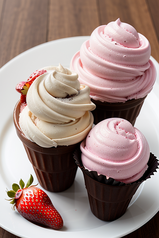 vanilla chocolate and strawberry ice cream