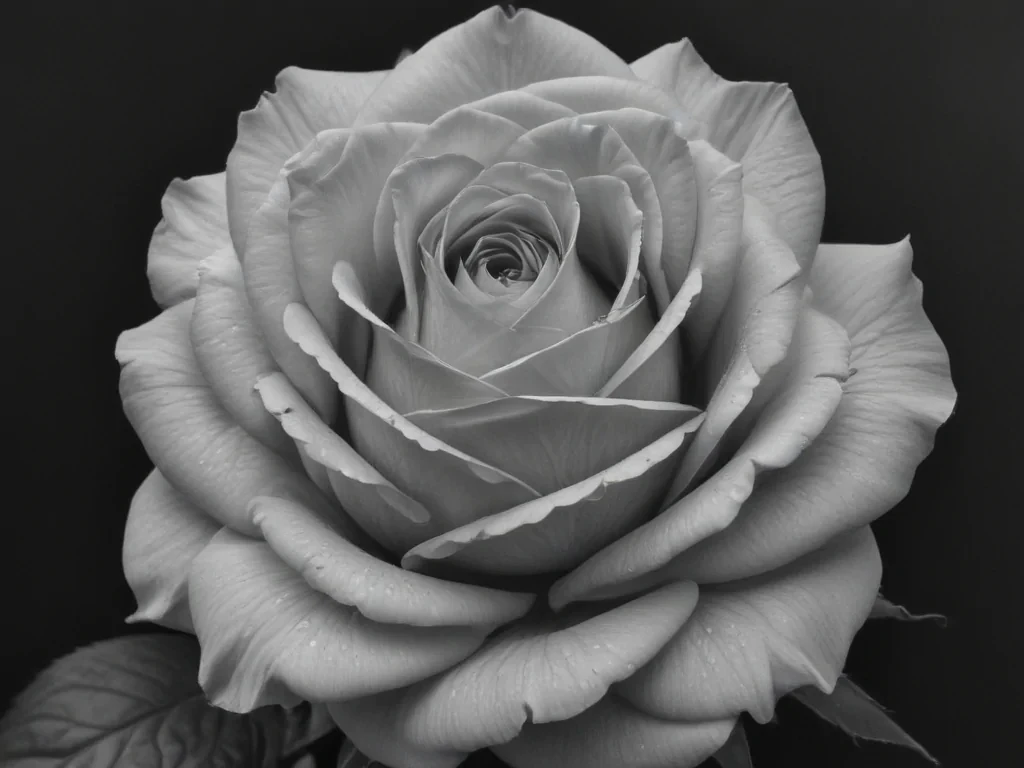 rose drawing black and white