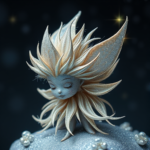 Celestial Stardust Pixie featuring a shimmering blend of silver and pale gold tones, styled into textured spikes resembling twinkling stars in the night sky