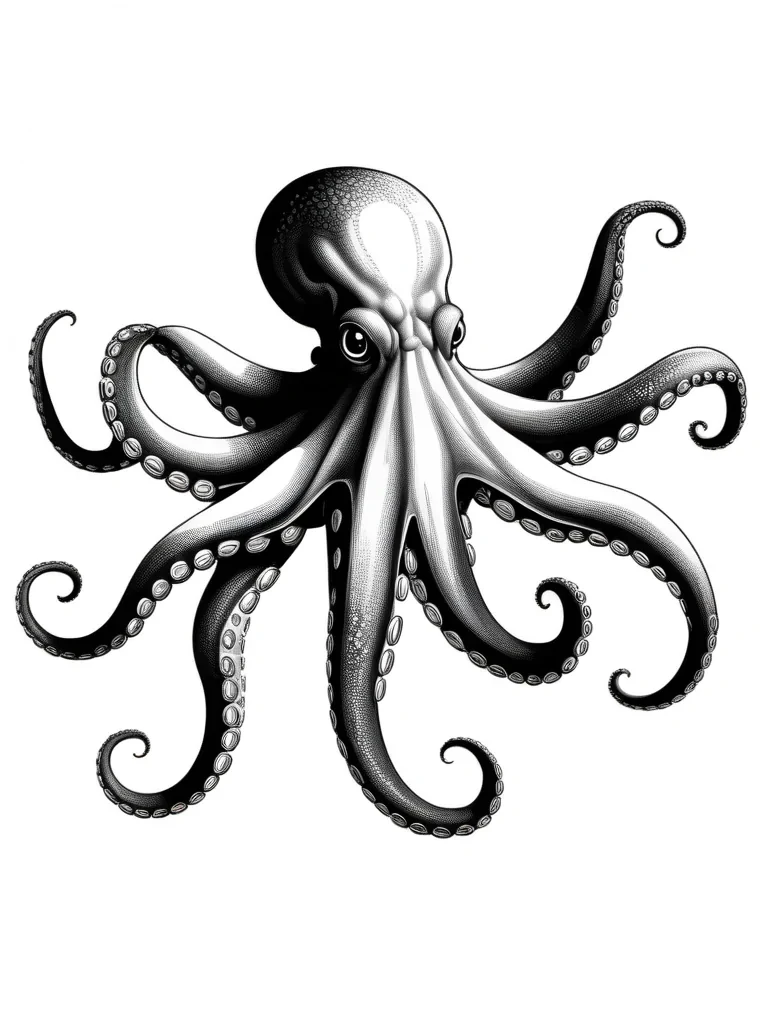 black and white octopus clipart