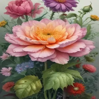 drawings of flowers with color
