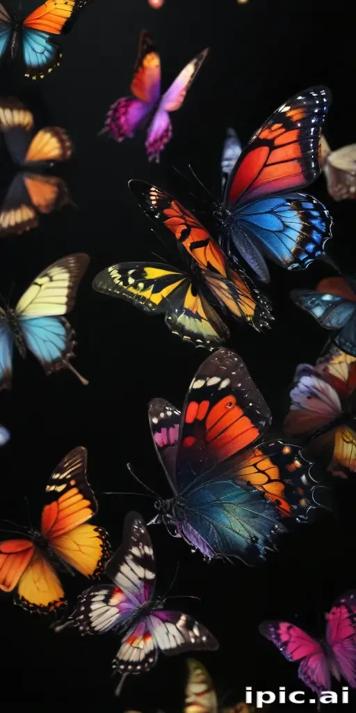butterflies in black background
