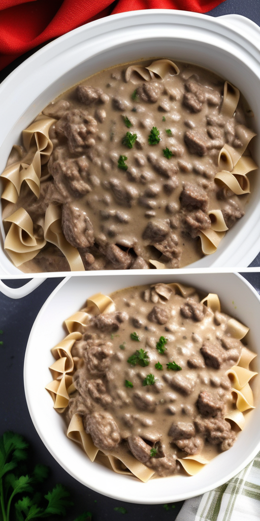 crock pot beef stroganoff with ground beef