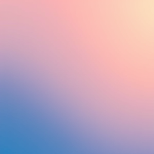 Create a smooth gradient background transitioning from soft peach to deep blue, captured with a DSLR camera at f/8 aperture, ISO 100, shot from a 45-degree angle using a wide-angle lens for enhanced clarity and depth.